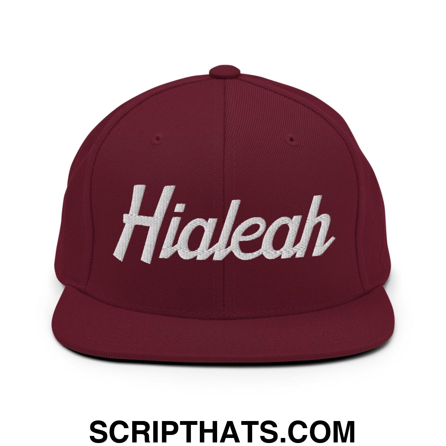 Hialeah Script Snapback Hat Maroon