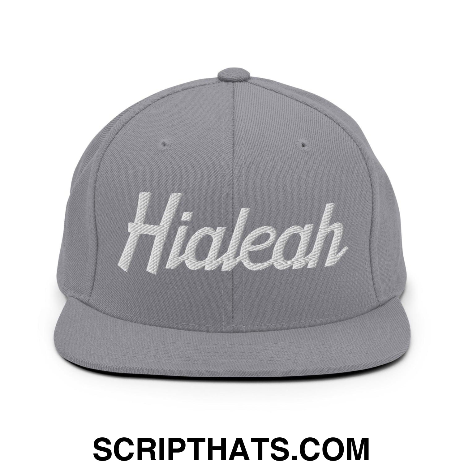 Hialeah Script Snapback Hat Silver