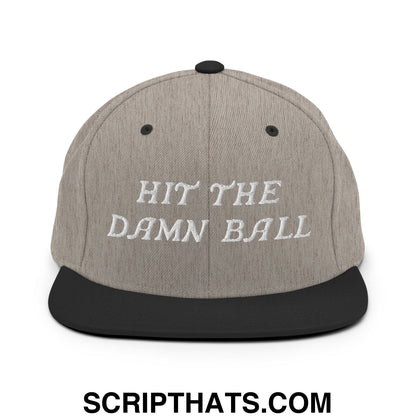 Hit The Damn Ball Embroidered Flat Bill Brim Snapback Hat Heather Black