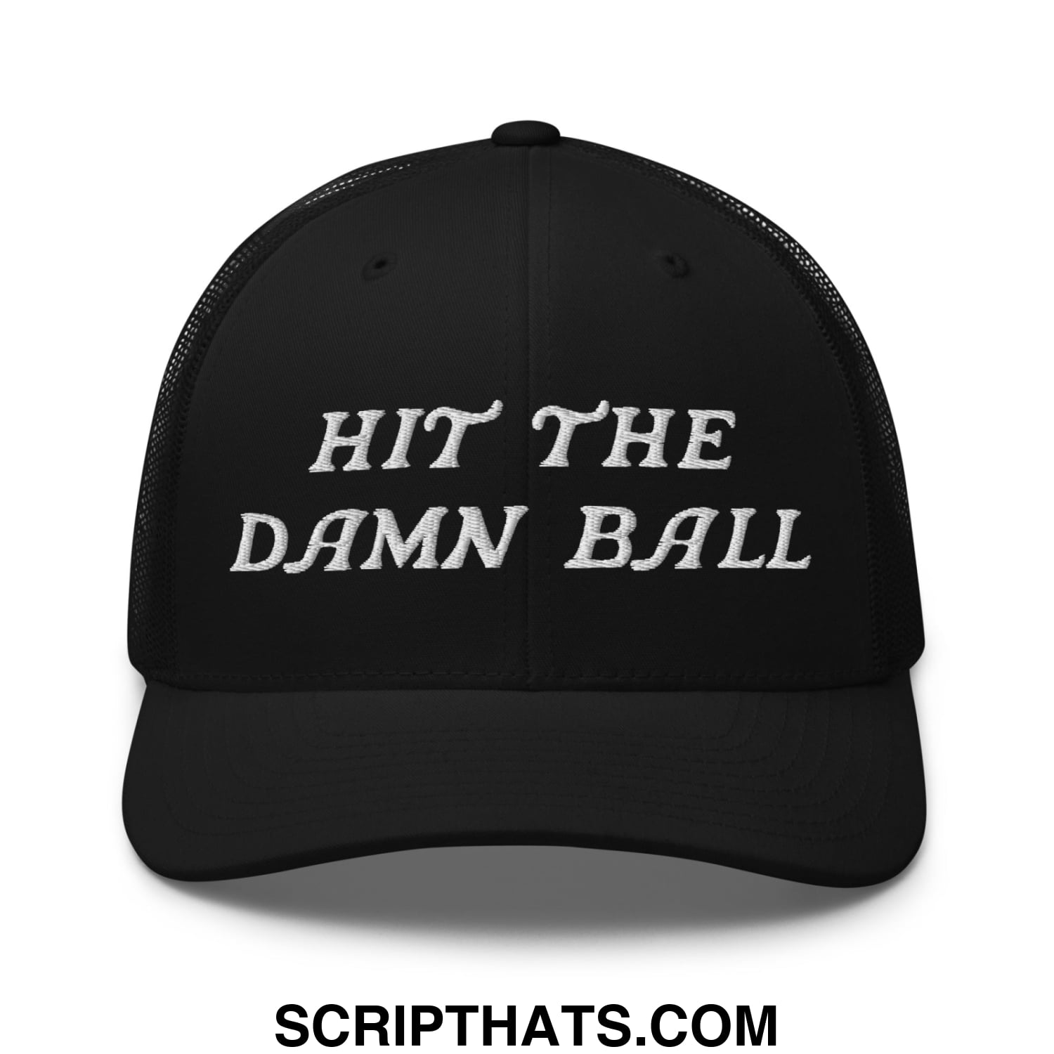 Hit The Damn Ball Embroidered Mesh Trucker Hat Black