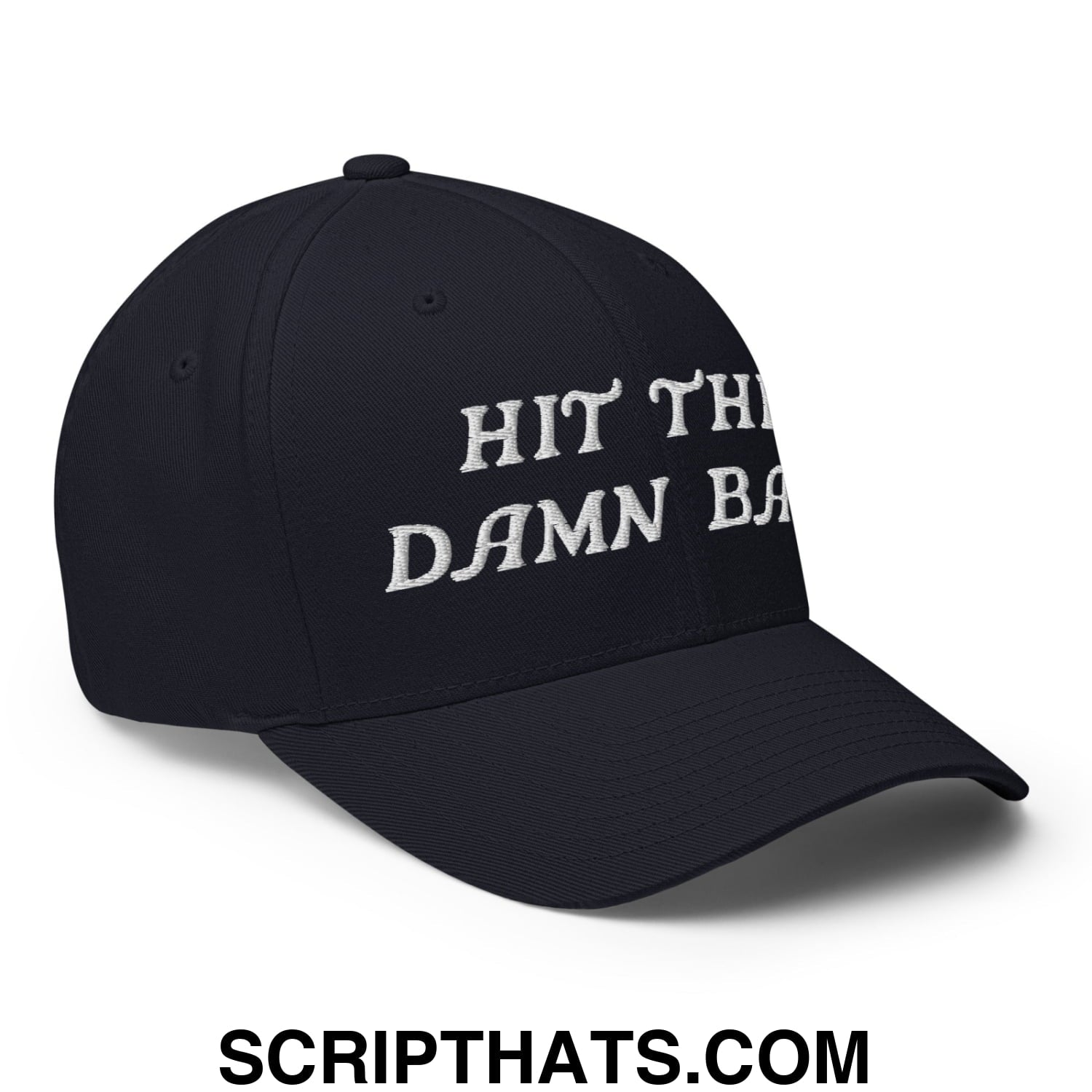 Hit The Damn Ball Embroidered Stretch Fit Golf Hat Dark Navy