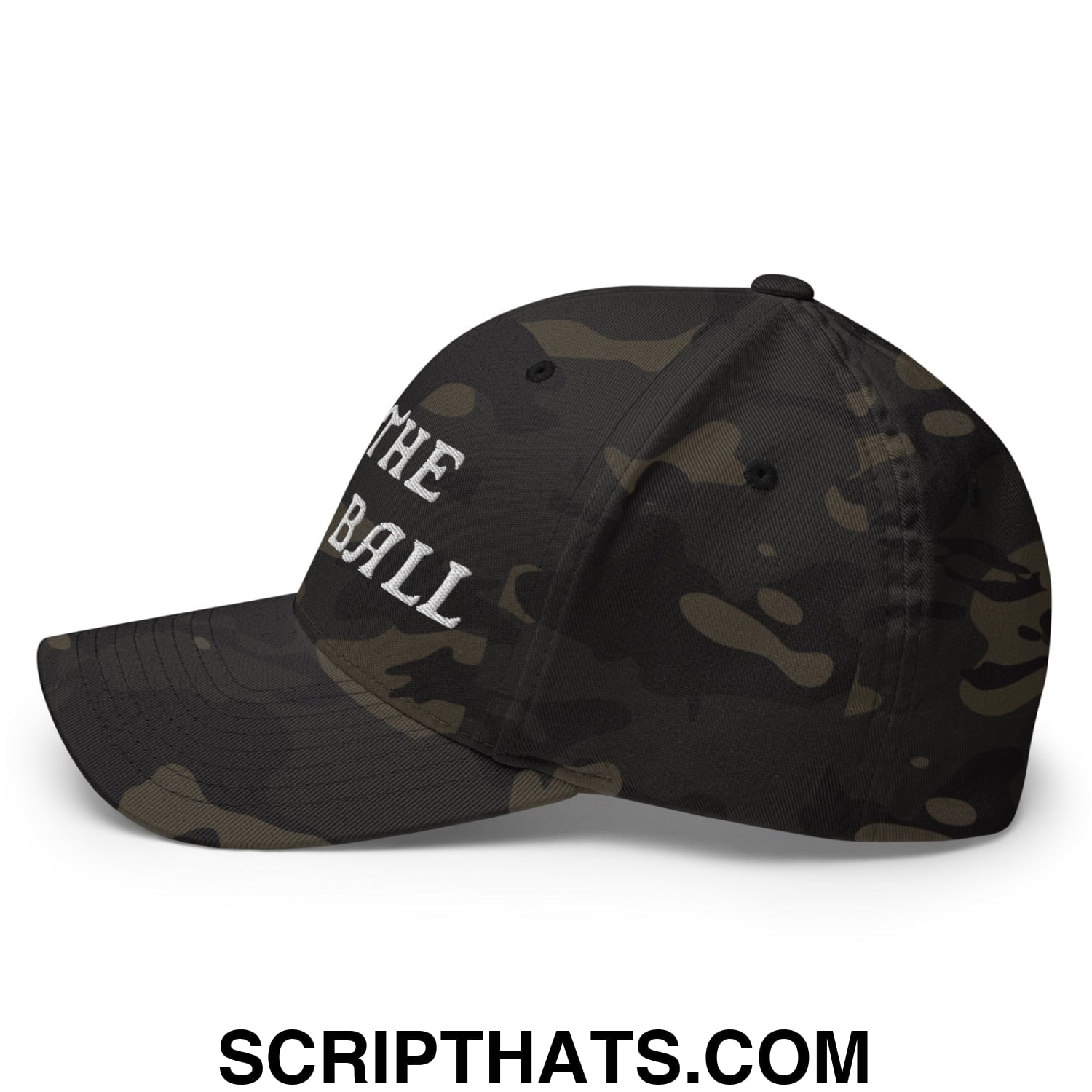 Hit The Damn Ball Embroidered Stretch Fit Golf Hat Multicam Black