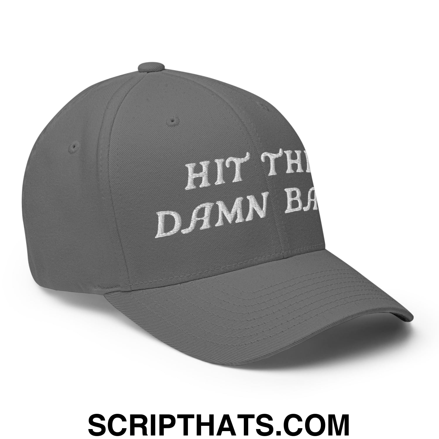 Hit The Damn Ball Embroidered Stretch Fit Golf Hat Grey