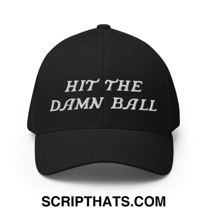 Hit The Damn Ball Embroidered Stretch Fit Golf Hat Black