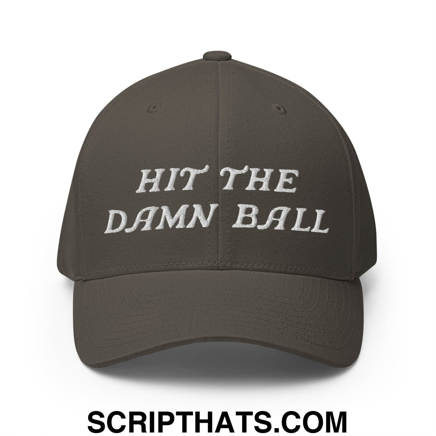 Hit The Damn Ball Embroidered Stretch Fit Golf Hat Dark Grey