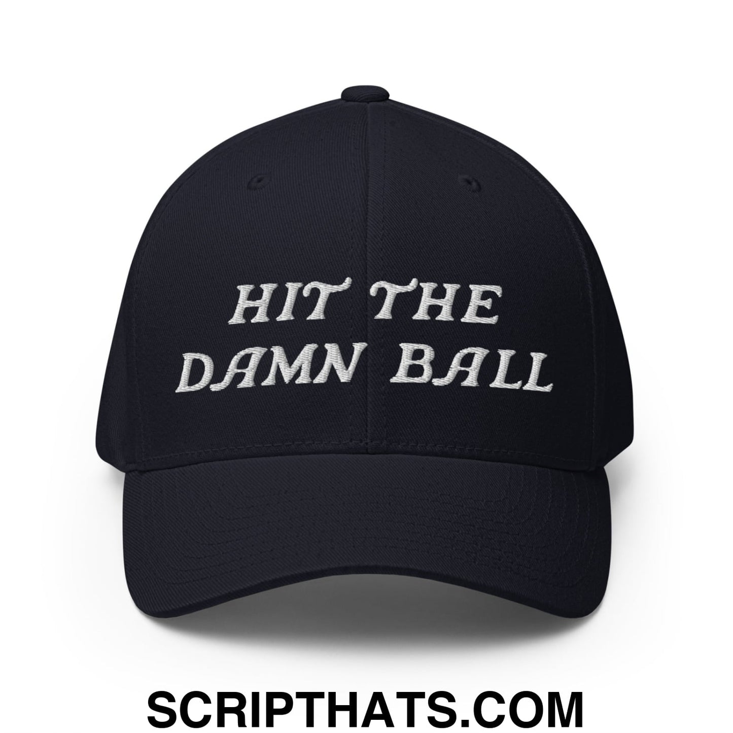 Hit The Damn Ball Embroidered Stretch Fit Golf Hat Dark Navy