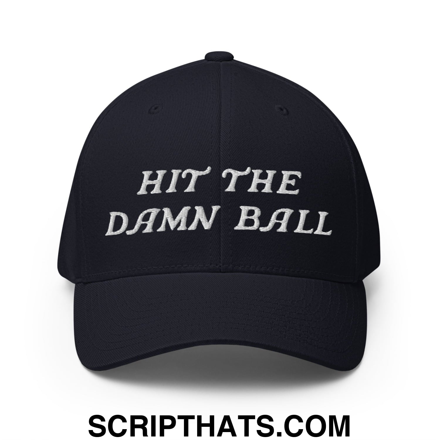 Hit The Damn Ball Embroidered Stretch Fit Golf Hat Dark Navy