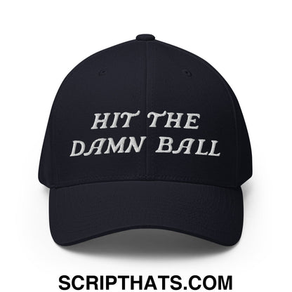 Hit The Damn Ball Embroidered Stretch Fit Golf Hat Dark Navy