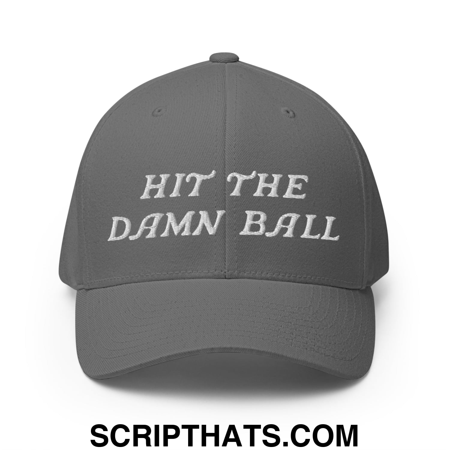 Hit The Damn Ball Embroidered Stretch Fit Golf Hat Grey