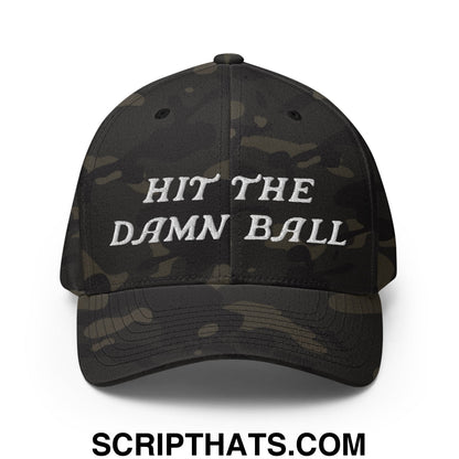 Hit The Damn Ball Embroidered Stretch Fit Golf Hat Multicam Black