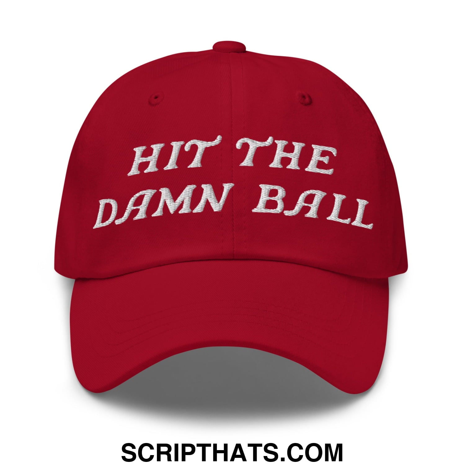 Hit The Damn Ball Embroidered Unstructured Golf Dad Hat Cranberry