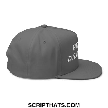 Hit The Damn Ball Flat Brim Bill 5 Panel Golf Snapback Hat Grey