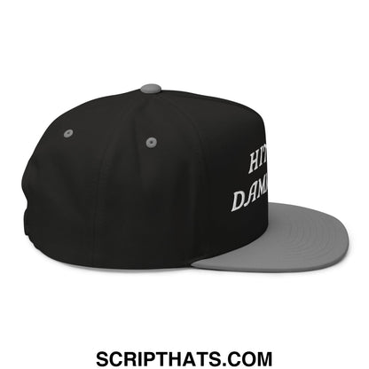 Hit The Damn Ball Flat Brim Bill 5 Panel Golf Snapback Hat Black Grey