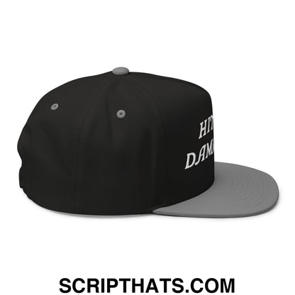 Hit The Damn Ball Flat Brim Bill 5 Panel Golf Snapback Hat Black Grey