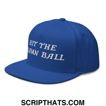Hit The Damn Ball Flat Brim Bill 5 Panel Golf Snapback Hat Royal Blue