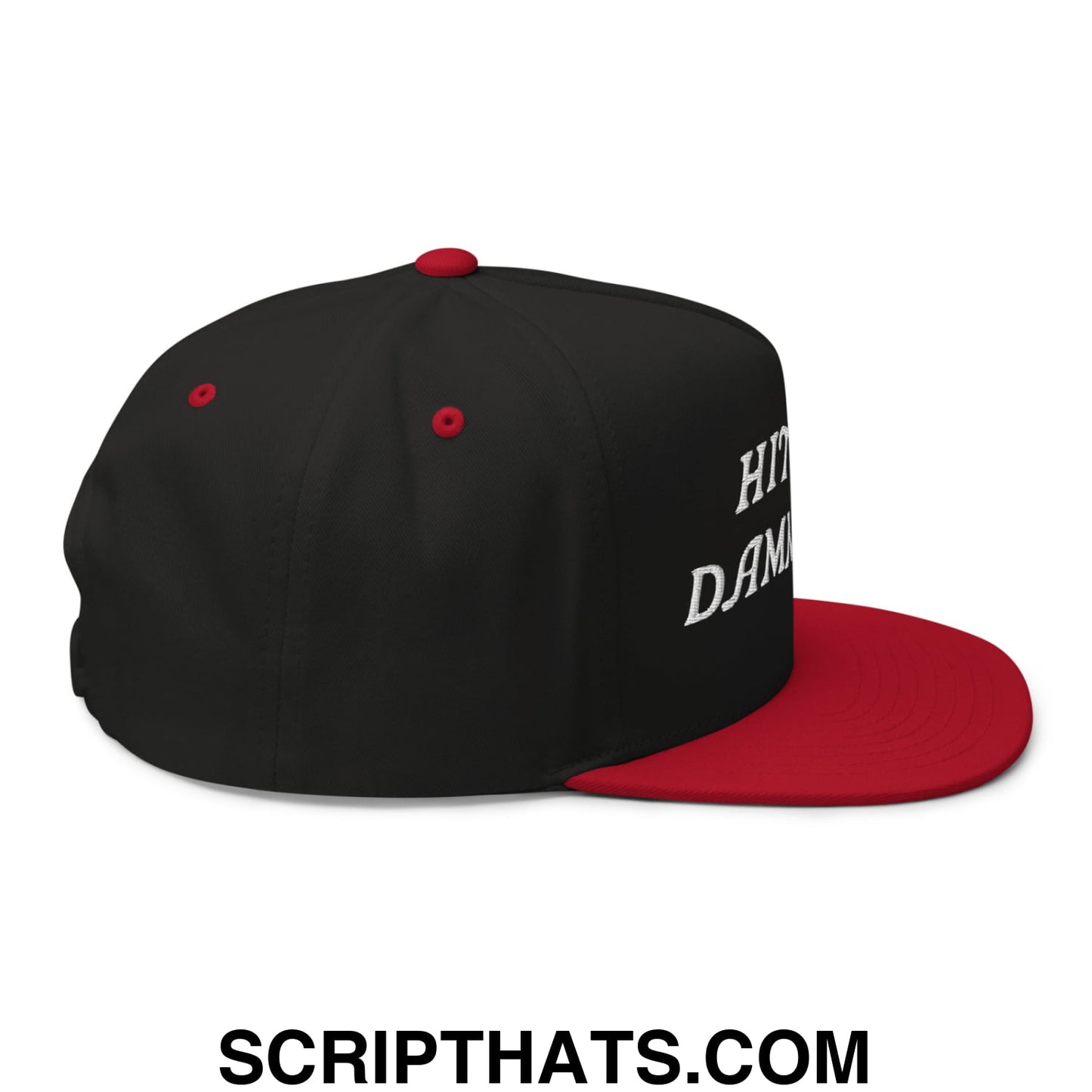 Hit The Damn Ball Flat Brim Bill 5 Panel Golf Snapback Hat Black Red