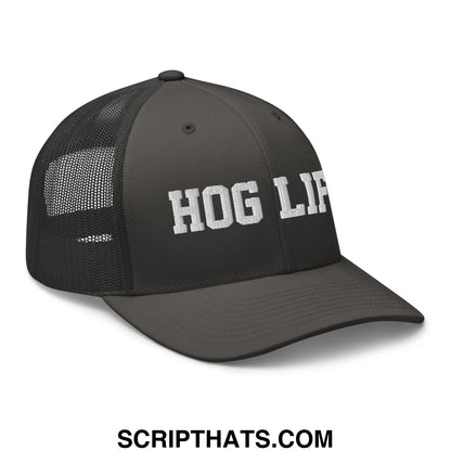 Hog Life Embroidered Mesh Trucker Hat Charcoal