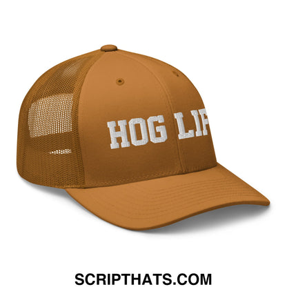 Hog Life Embroidered Mesh Trucker Hat Caramel