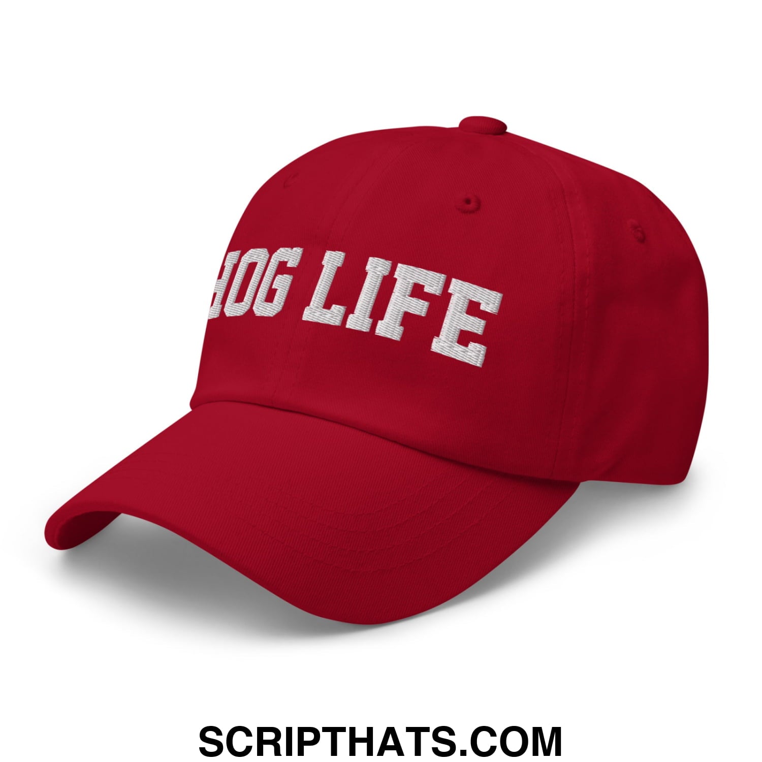 Hog Life Embroidered Unstructured Dad Hat Cranberry