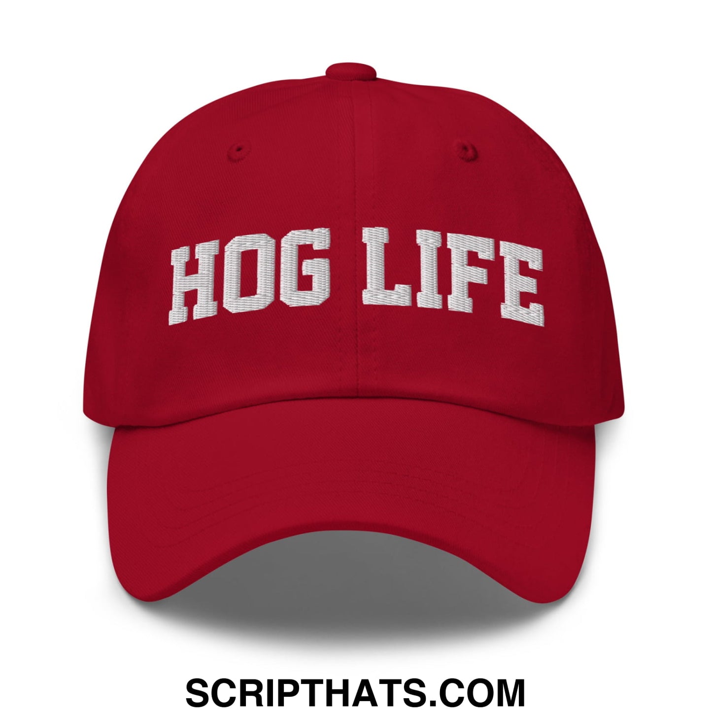 Hog Life Embroidered Unstructured Dad Hat Cranberry