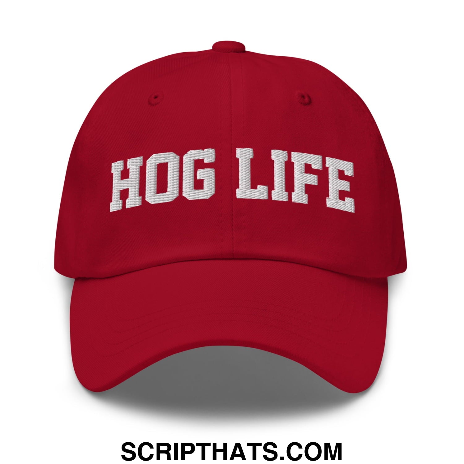 Hog Life Embroidered Unstructured Dad Hat Cranberry