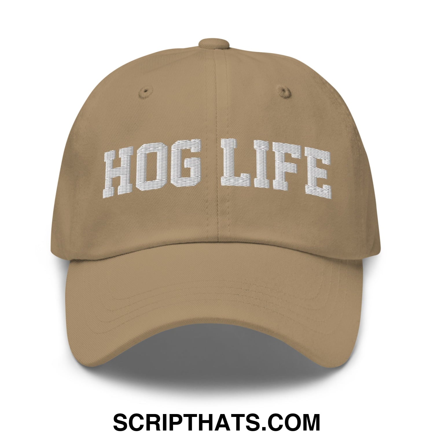 Hog Life Embroidered Unstructured Dad Hat Khaki