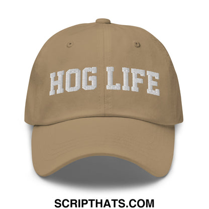 Hog Life Embroidered Unstructured Dad Hat Khaki