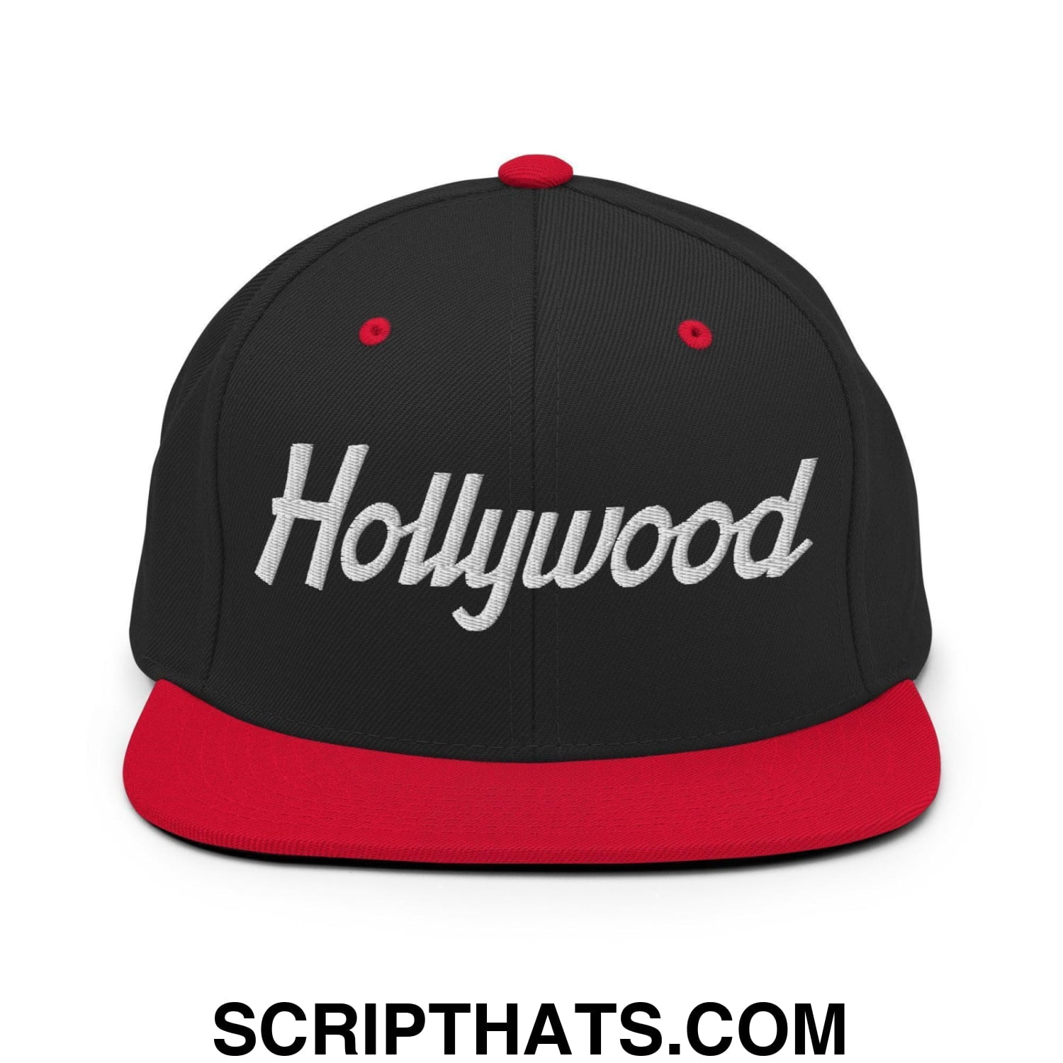 Hollywood Script Snapback Hat Black Red