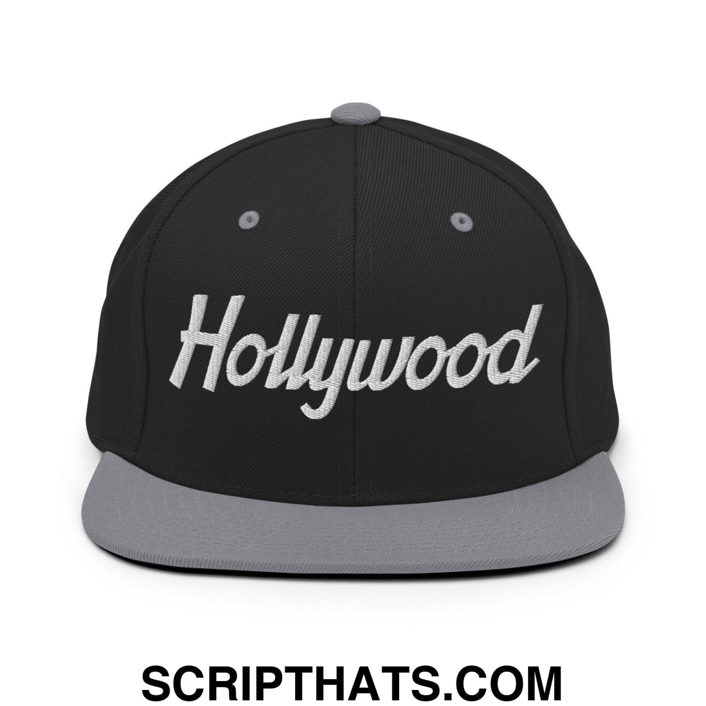 Hollywood Script Snapback Hat Black Silver
