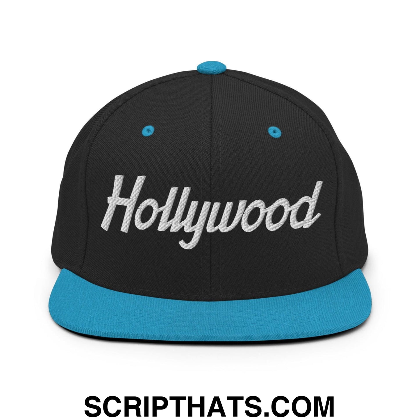 Hollywood Script Snapback Hat Black Teal