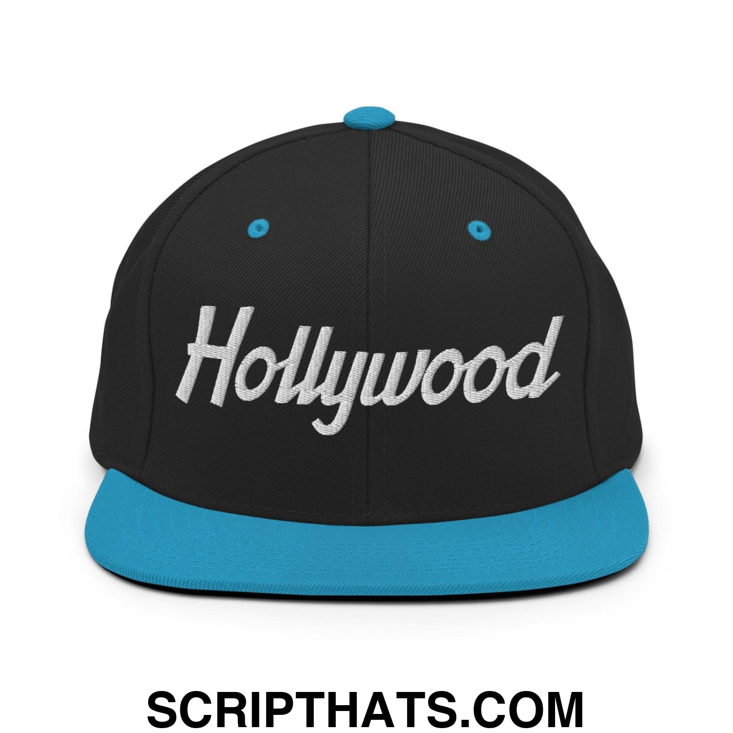 Hollywood Script Snapback Hat Black Teal