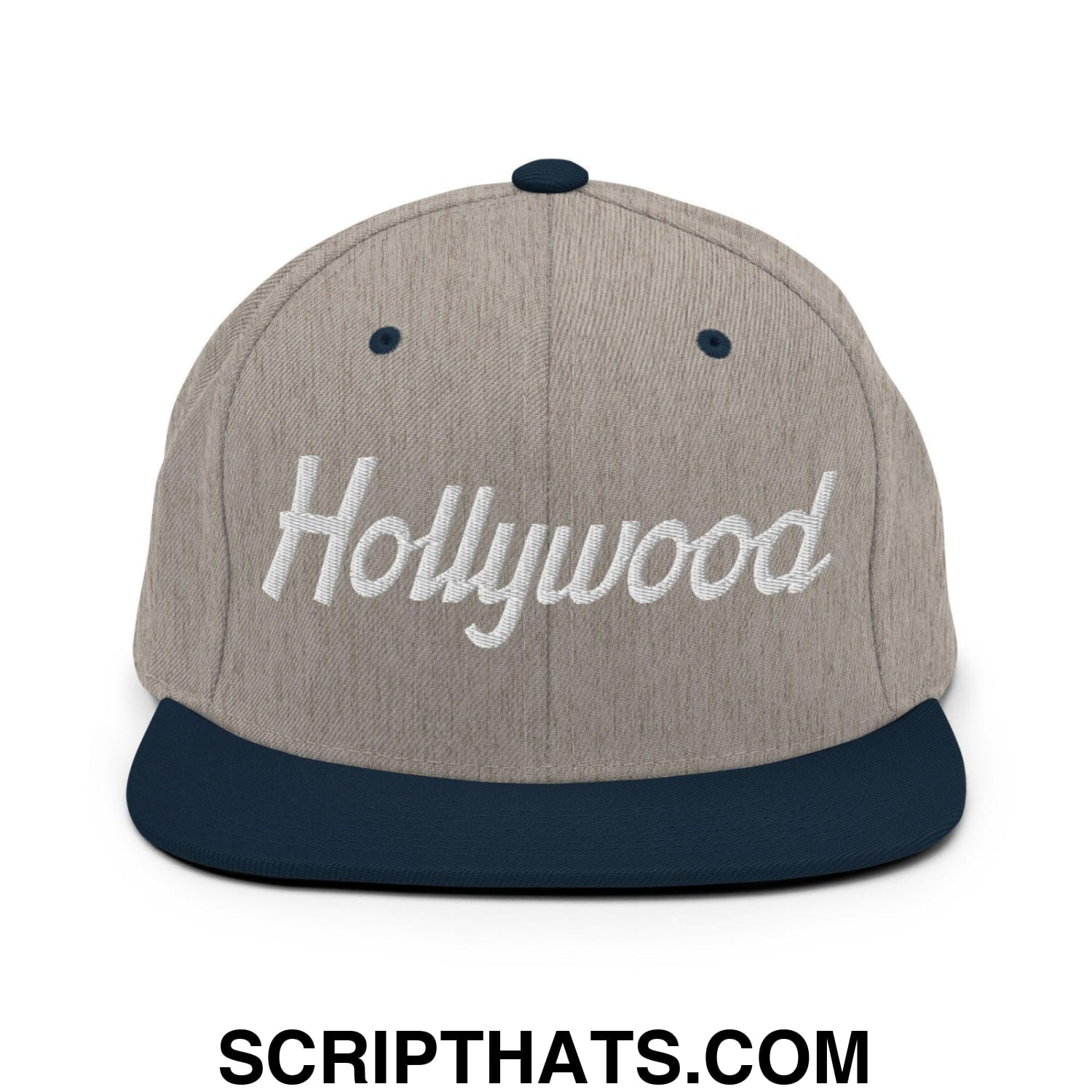 Hollywood Script Snapback Hat Heather Grey Navy
