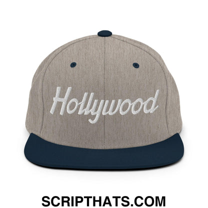 Hollywood Script Snapback Hat Heather Grey Navy