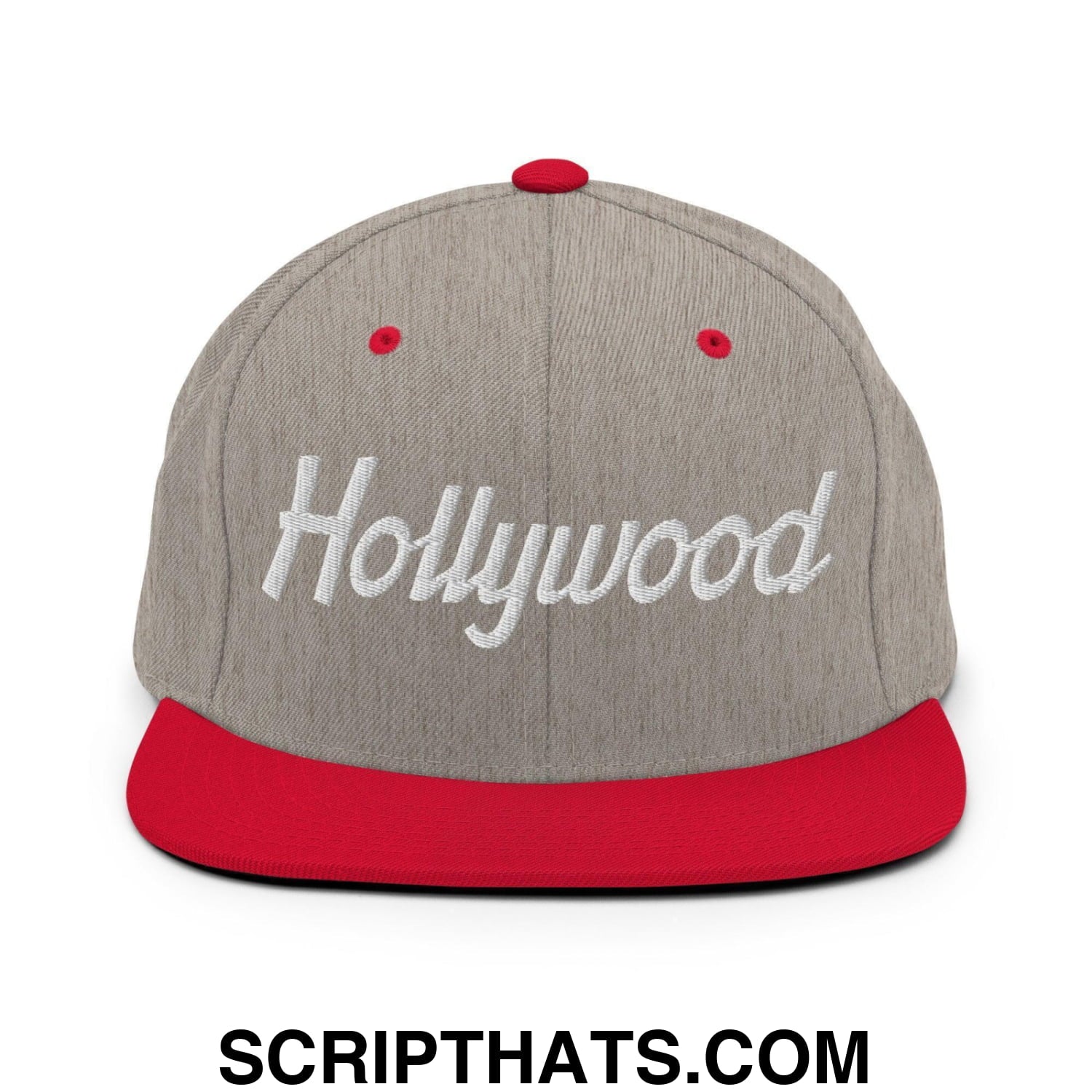 Hollywood Script Snapback Hat Heather Grey Red