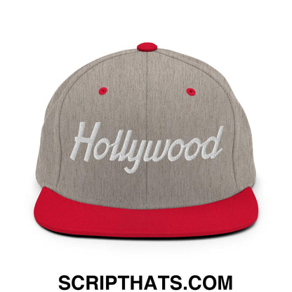Hollywood Script Snapback Hat Heather Grey Red