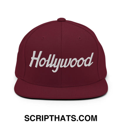 Hollywood Script Snapback Hat Maroon