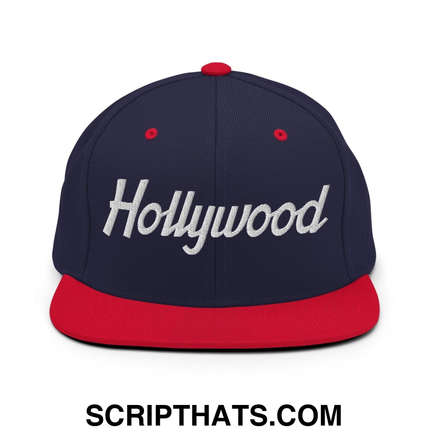 Hollywood Script Snapback Hat Navy Red