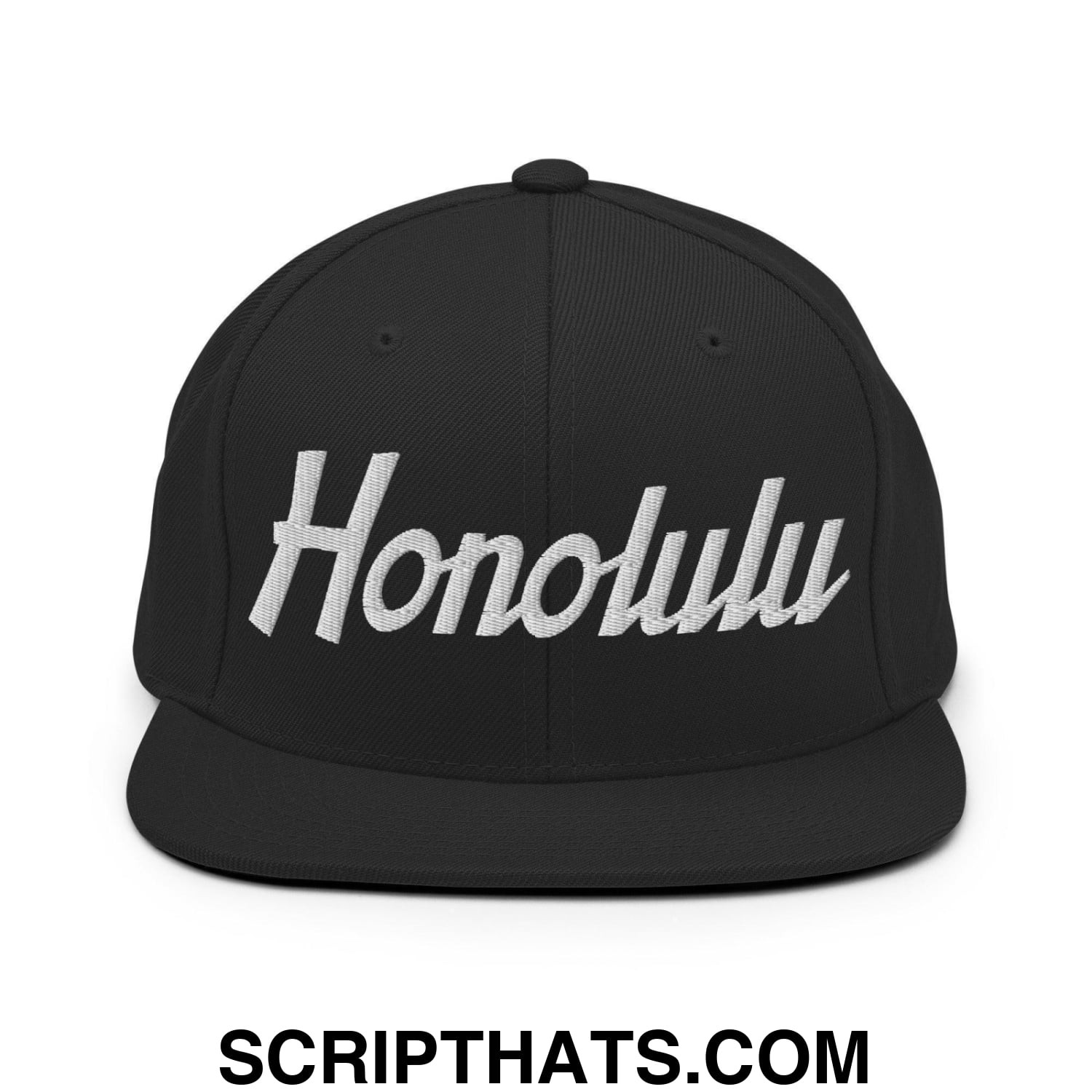 Honolulu Script Snapback Hat Black