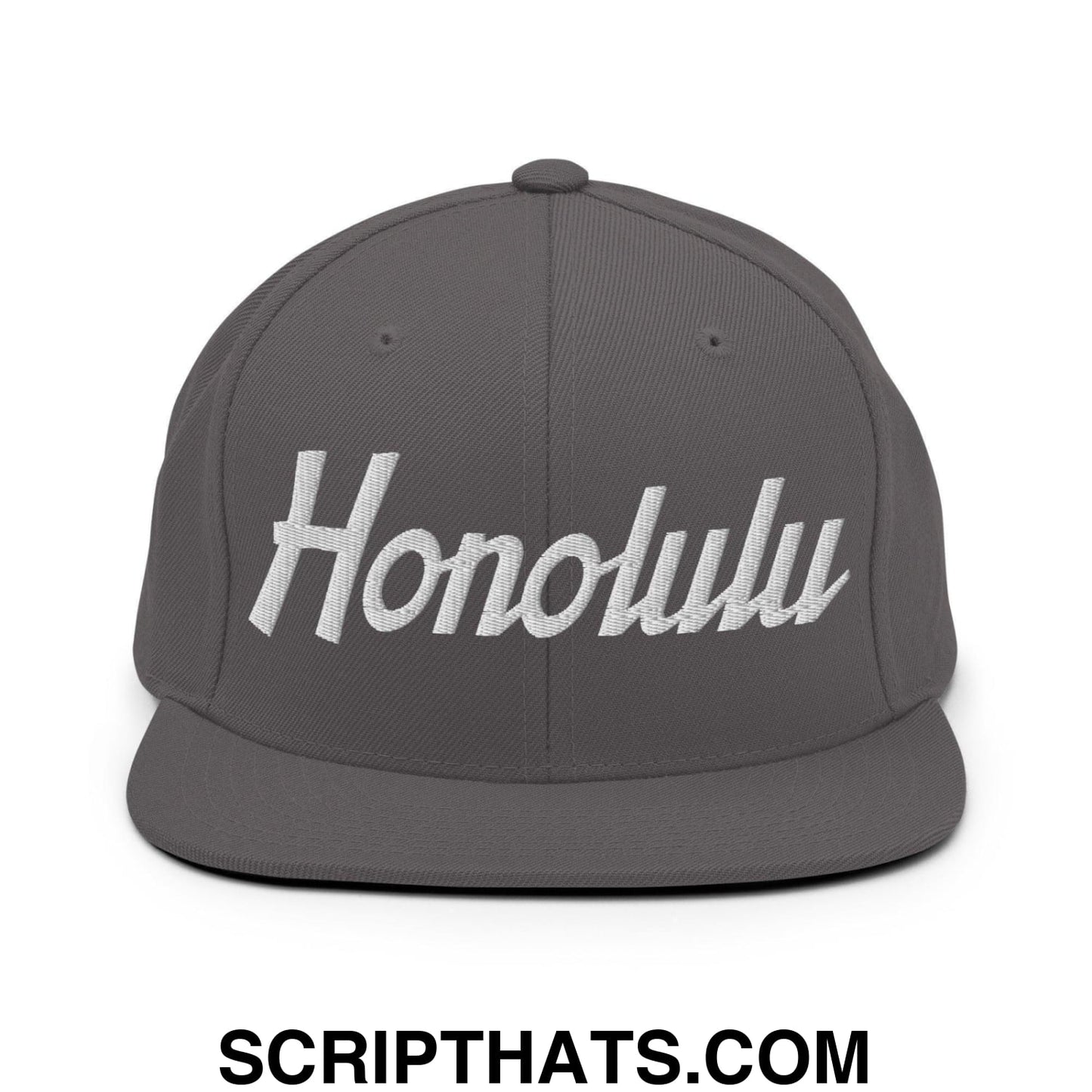 Honolulu Script Snapback Hat Dark Grey