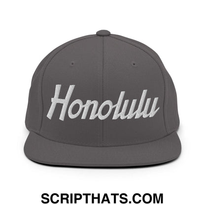 Honolulu Script Snapback Hat Dark Grey