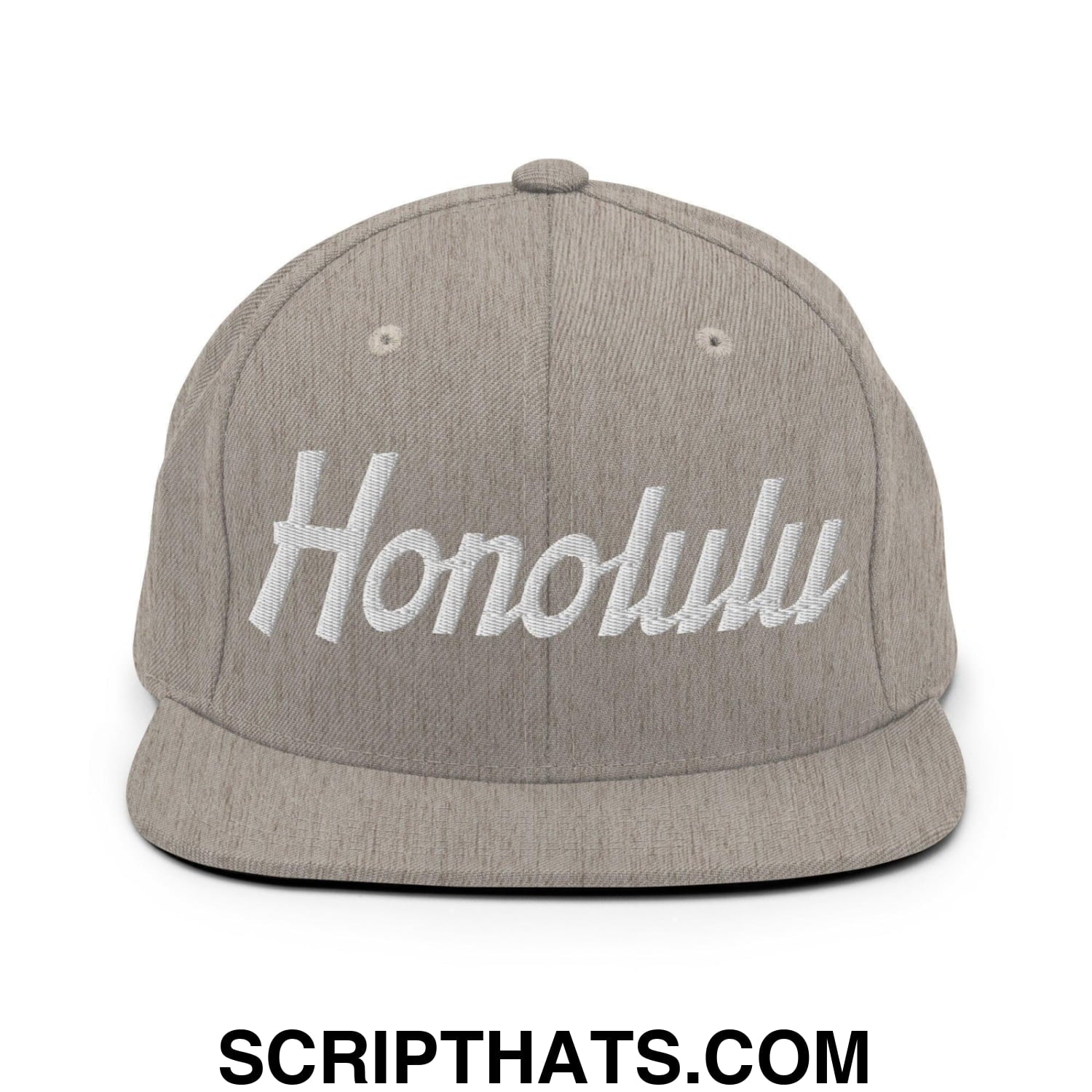 Honolulu Script Snapback Hat Heather Grey