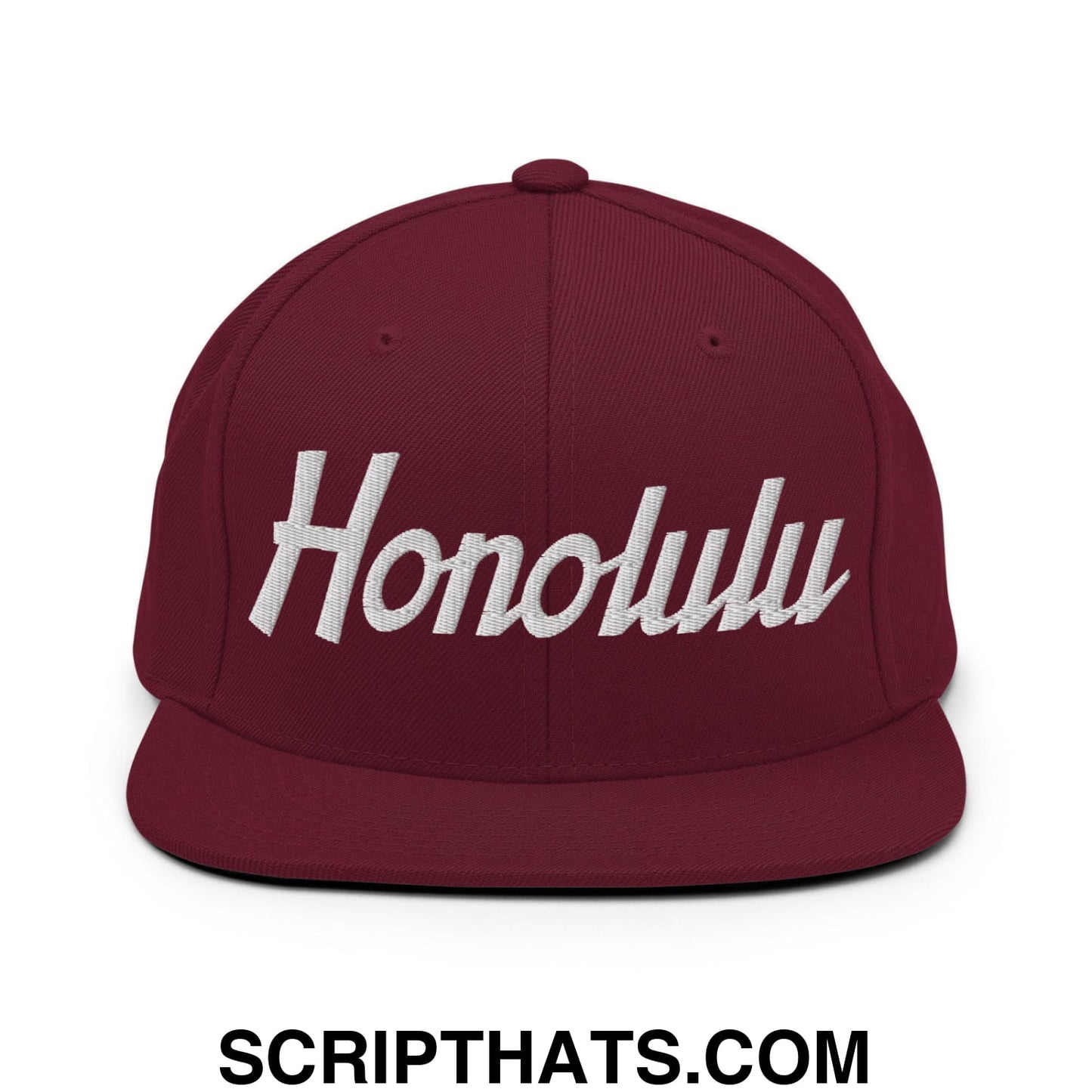 Honolulu Script Snapback Hat Maroon