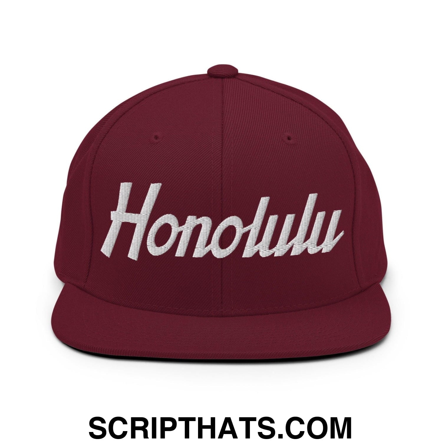 Honolulu Script Snapback Hat Maroon