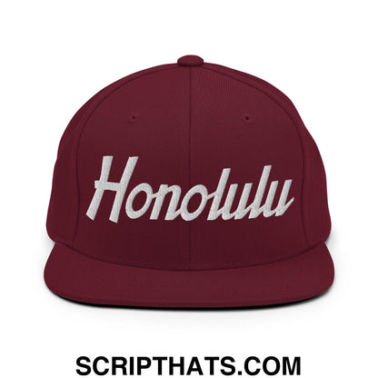 Honolulu Script Snapback Hat Maroon