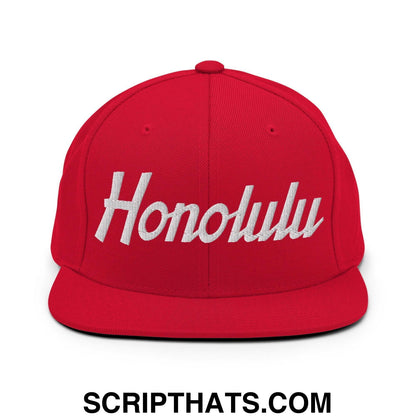 Honolulu Script Snapback Hat Red