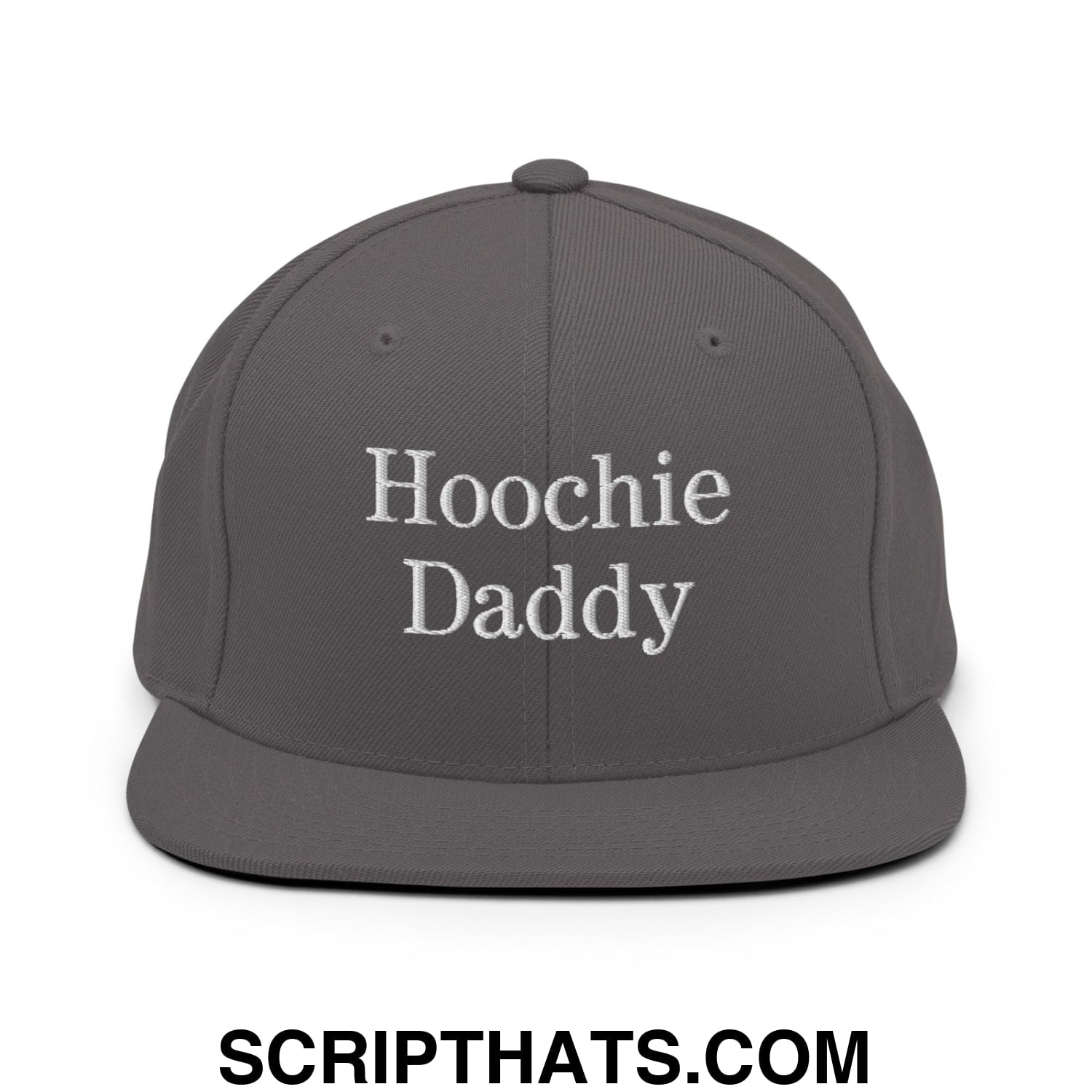 Hoochie Daddy Embroidered Flat Bill Brim Snapback Hat Dark Grey
