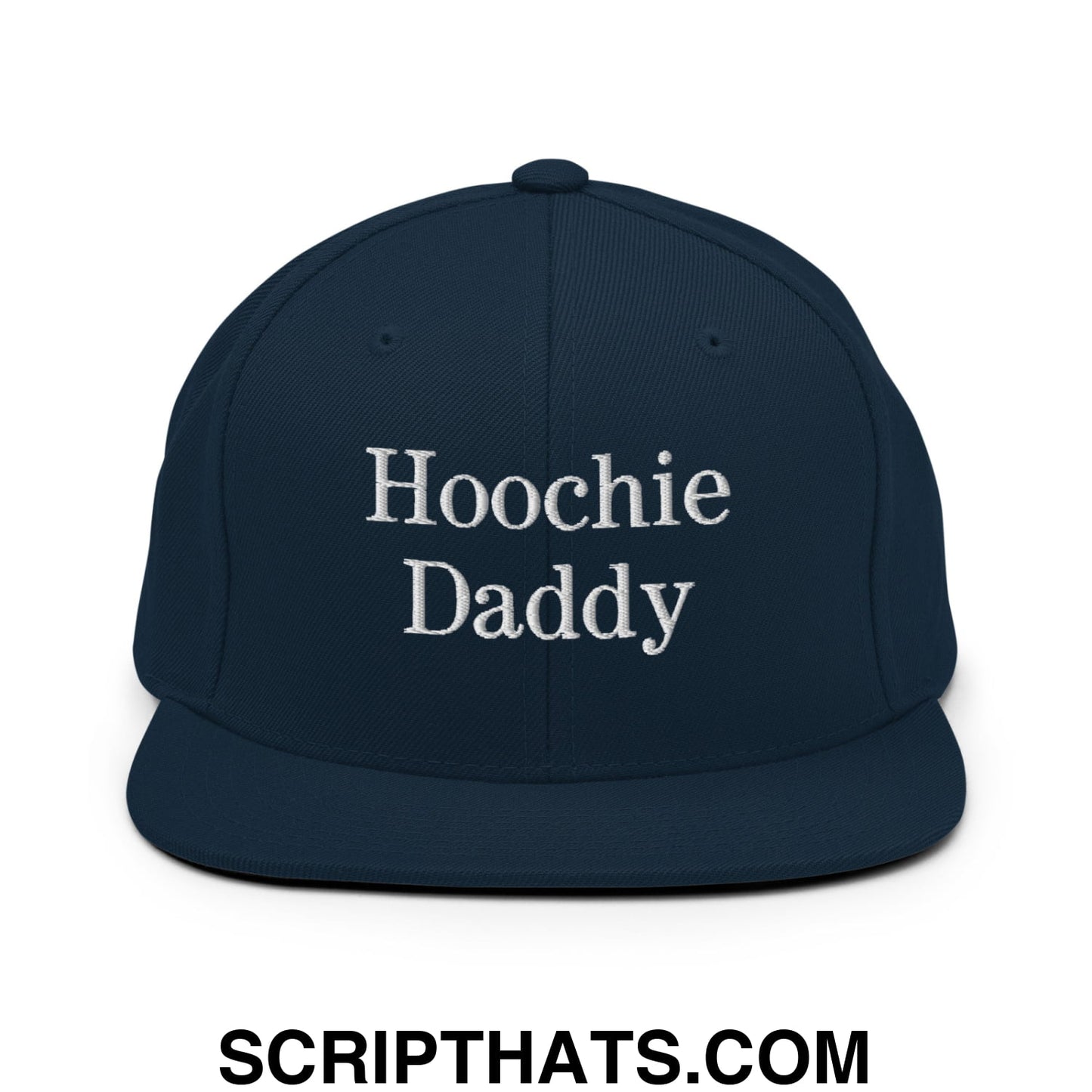 Hoochie Daddy Embroidered Flat Bill Brim Snapback Hat Dark Navy