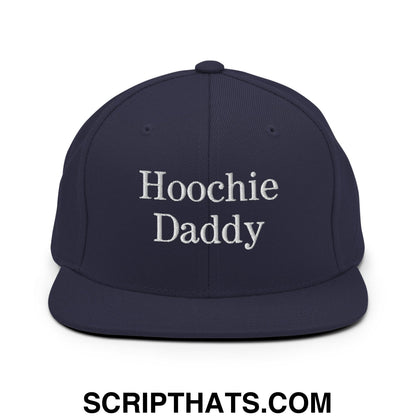 Hoochie Daddy Embroidered Flat Bill Brim Snapback Hat Navy