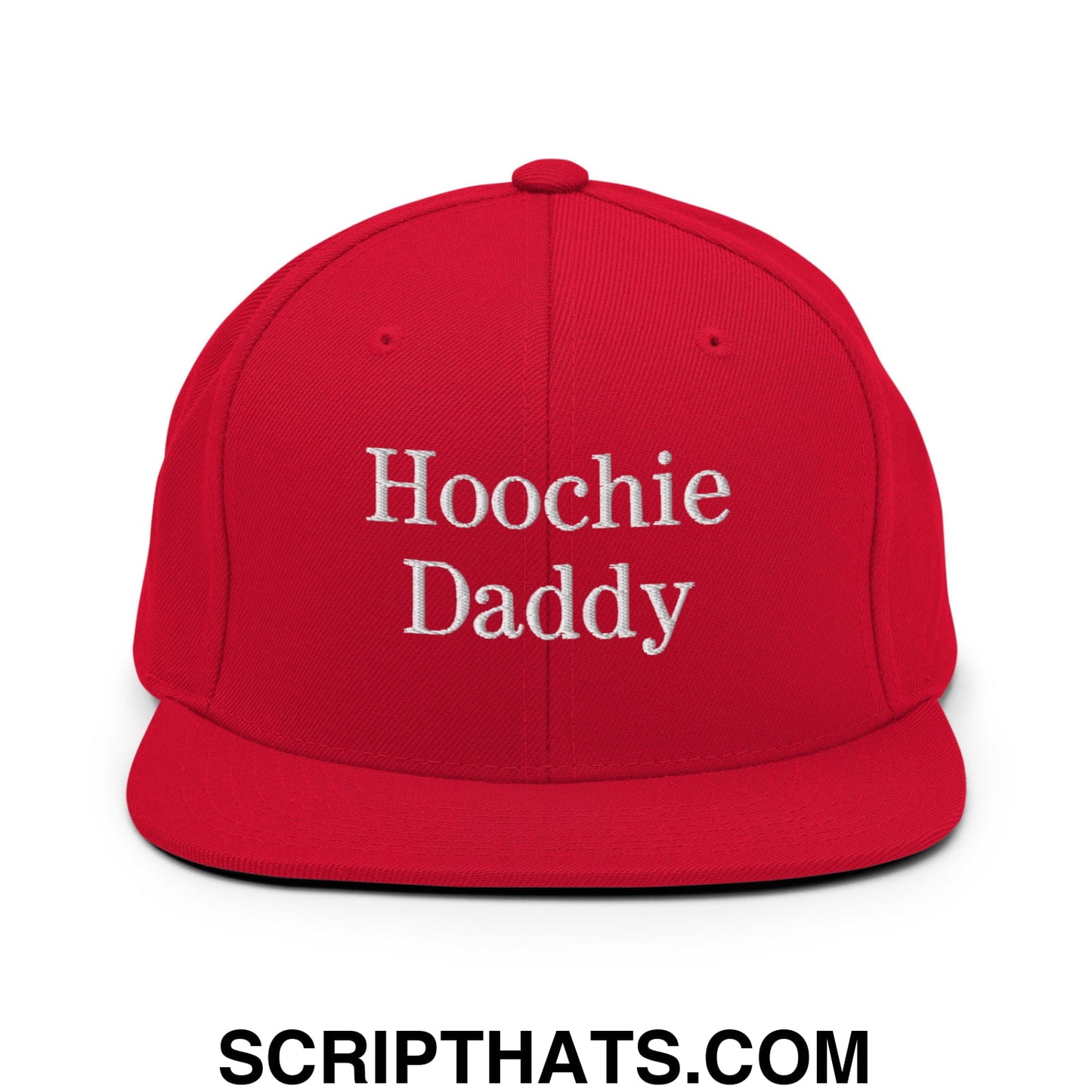 Hoochie Daddy Embroidered Flat Bill Brim Snapback Hat Red