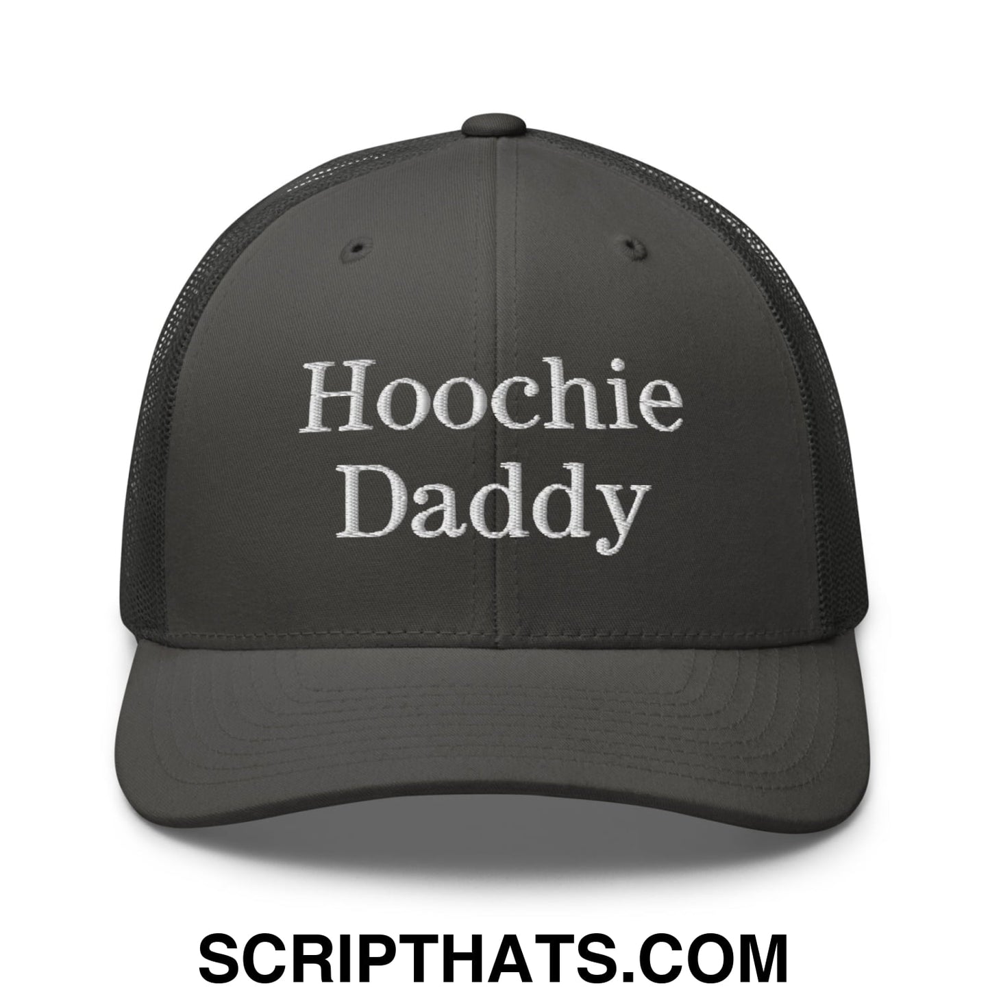 Hoochie Daddy Embroidered Mesh Trucker Hat Charcoal